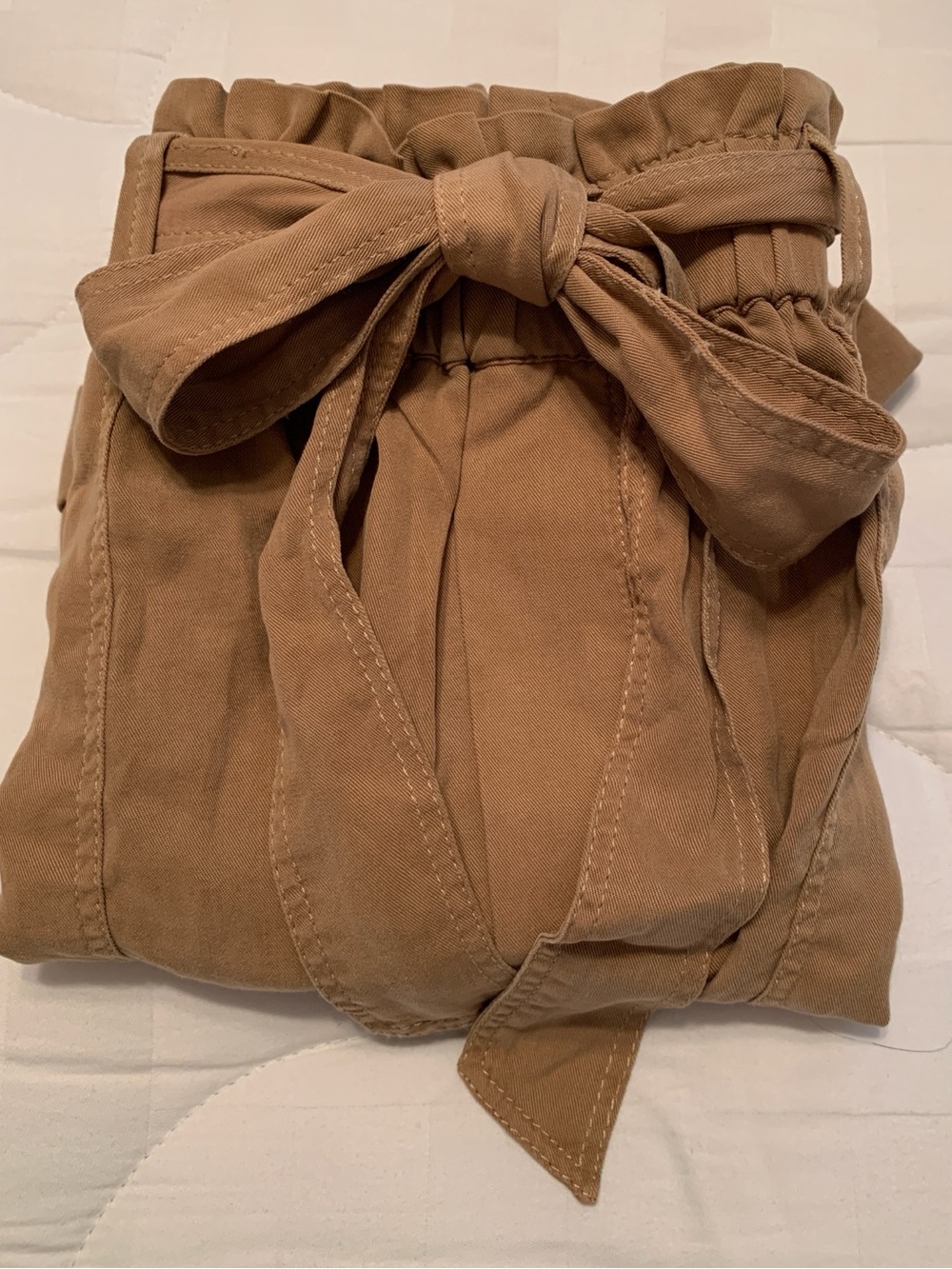 aerie Tan Paperbag Waist Tie Shorts/back pocket resort camp shorts
